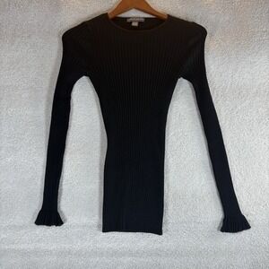 A Pea in the Pod Maternity Sweater Black‎ Ribbed Long Sleeve, CrewNeck Size S
